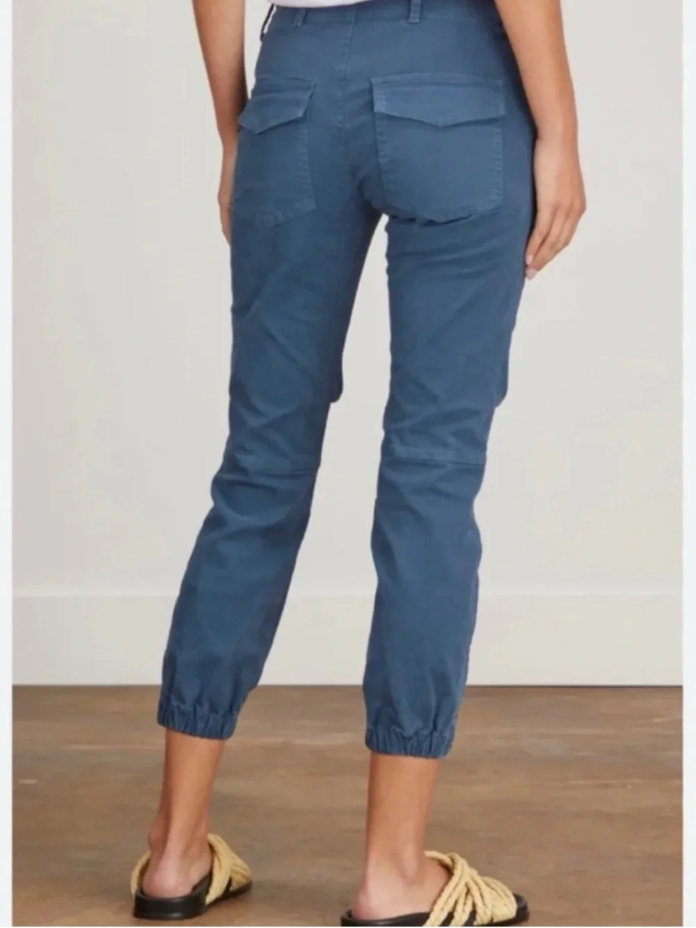 Nili Lotan Jogger Cropped Military Pants in Washed Blue Size 4